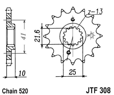 Řetězové kolečko JT JTF 308-15RB 15 zubů, 520 rubber cushioned