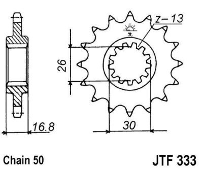 Řetězové kolečko JT JTF 333-16RB 16 zubů, 530 rubber cushioned