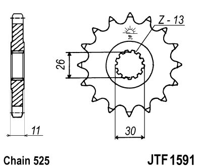 Řetězové kolečko JT JTF 1591-16RB 16 zubů, 525 rubber cushioned