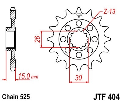 Řetězové kolečko JT JTF 404-17RB 17 zubů, 525 rubber cushioned