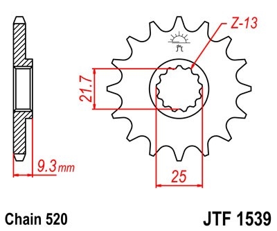 Řetězové kolečko JT JTF 1539-14RB 14 zubů, 520 rubber cushioned
