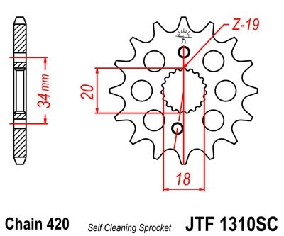 Řetězové kolečko JT JTF 1310-15SC 15 zubů, 420 Self Cleaning Lightweight