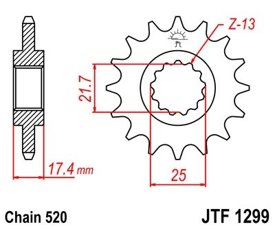 Řetězové kolečko JT JTF 1299-14 14 zubů, 520