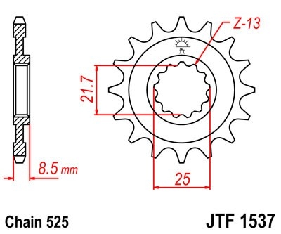 Řetězové kolečko JT JTF 1537-15RB 15 zubů, 525 rubber cushioned