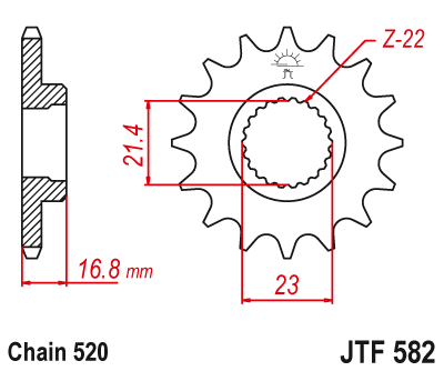 Řetězové kolečko JT JTF 582-16RB 16 zubů, 520 rubber cushioned