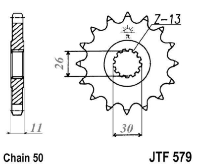 Řetězové kolečko JT JTF 579-17RB 17 zubů, 530 rubber cushioned