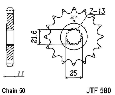 Řetězové kolečko JT JTF 580-17RB 17 zubů, 530 rubber cushioned