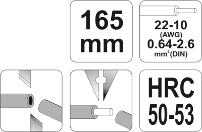 Kleště odizolovací 165mm HRC 50-53 průměr 0,64-2,6 mm Yato YT-2294