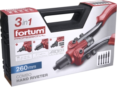 Kleště nýtovací pákové COMBO, pro nýt. matice M3-M10 a trhací nýty 2,4-6,4mm FORTUM