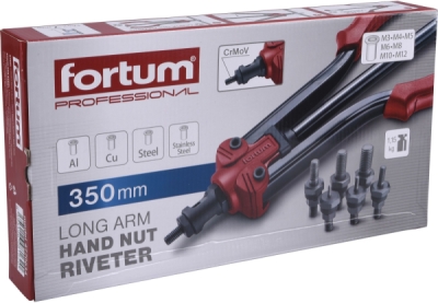 Kleště nýtovací pákové, rychloupínací, M3-M12, 350mm, CrMoV FORTUM