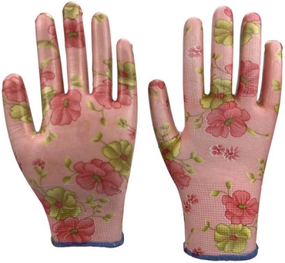 Rukavice zahradní vel. 8 NITRILE flowers pink Garvia 22016