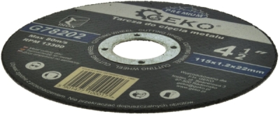 Kotouč řezný na ocel, 115x1,2x22mm GEKO PREMIUM G78202
