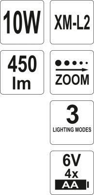 Svítilna čelovka LED XM-L2 CREE 10W, 450 lm Yato YT-08591
