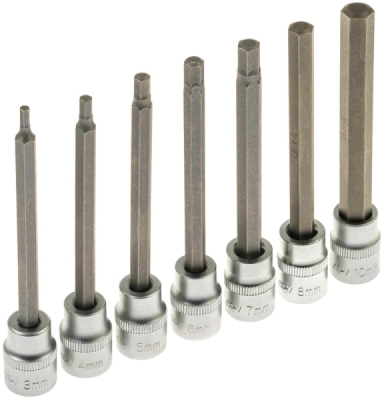 Zástrčné hlavice Imbus 3/8", rozměry H3 - H10, prodloužené 110 mm, sada 7 ks - SATRA S-SLH738