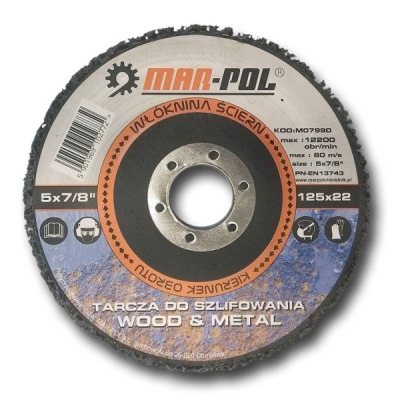Kotouč porézní čistící na dřevo a ocel, 125x22mm, MAR-POL M07990