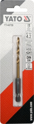 Vrták na kov TITAN 1/4" 4,2mm Yato YT-44758