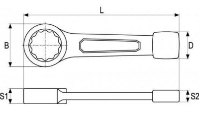 Klíč maticový očkový rázový 24 mm Yato YT-1601