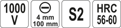 Yato Šroubovák plochý 4 x 100 mm izolovaný 1kV