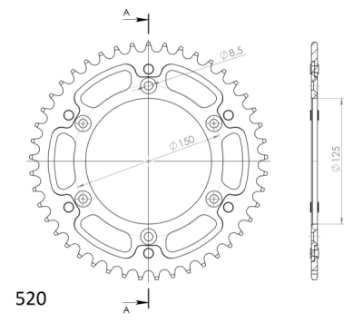 Rozeta SUPERSPROX STEALTH RST-990:45-GLD zlatá 45 zubů, 520