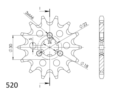 Řetězové kolečko SUPERSPROX CST-1445:13 13 zubů, 520