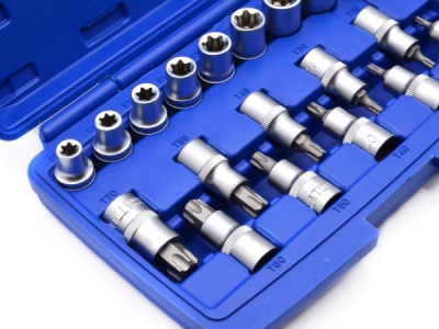 Sada nástrčných hlavic a bitů TORX 1/2", 19ks GEKO G13565