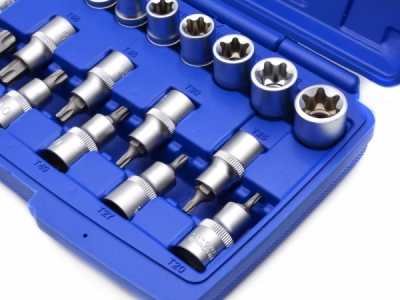 Sada nástrčných hlavic a bitů TORX 1/2", 19ks GEKO G13565