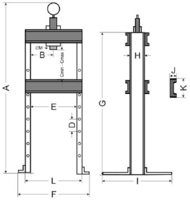 Hydraulický dílenský lis 20t, s manometrem GEKO G02087