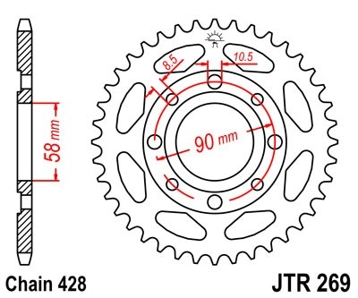 Řetězová rozeta JT JTR 269-42 42 zubů, 428