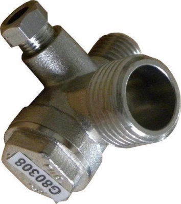 Zpětný trojcestný, odlehčovací, rozběhový ventil kompresoru 1/2" x 3/8 x 1/4" GEKO G80308
