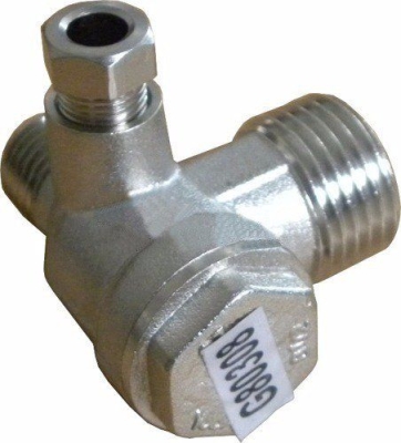 Zpětný trojcestný, odlehčovací, rozběhový ventil kompresoru 1/2" x 3/8 x 1/4" GEKO G80308