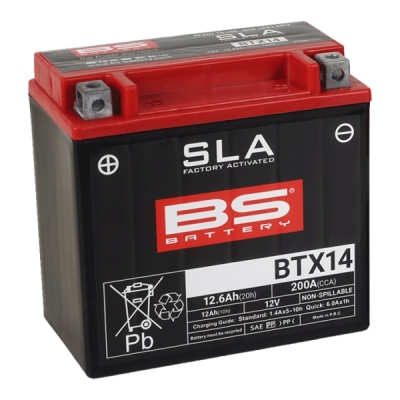 Továrně aktivovaná motocyklová baterie BS-BATTERY BTX14 (FA) (YTX14 (FA)) SLA