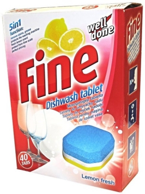 Welldone Fine 5v1 na nádobí 40ks, tablety do myčky Lemon fresh