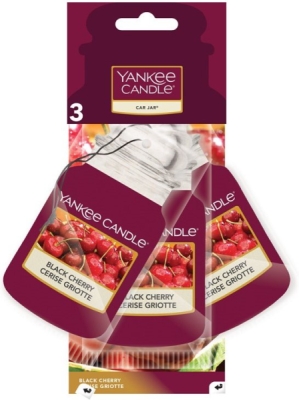 YANKEE CANDLE BLACK CHERRY VŮNĚ DO AUTA - SADA (3 KS) PAPÍROVÝCH AUTO VISAČEK