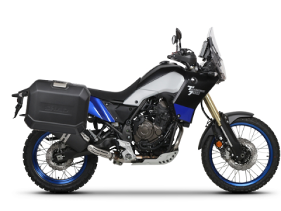 Kompletní sada bočních černých hliníkových kufrů SHAD 130.kitTERRAside-12B TERRA BLACK 36L/47L , včetně montážní sady SHAD YAMAHA Tenere 700 XTZ690