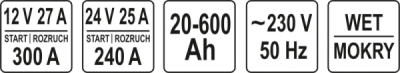 Yato Nabíjačka so štartovacou stanicou 12V-300A / 24V-240A