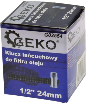 Řetězový klíč na výměnu olejového filtru 1/2", 24mm GEKO G02554