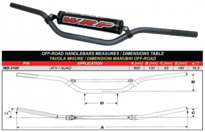 Řidítka WRP 3100-025 PRO-TECH ATV/QUAD Tmavě šedý (203.3100-025)