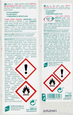SANYTOL dezinfekční gel na ruce s přírodním zeleným čajem 500ml