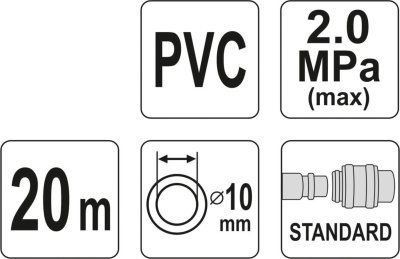 Hadice vzduchová PVC 10mm, 20m Yato YT-24225