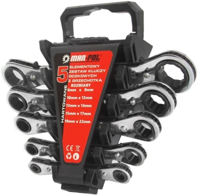 Ploché ráčnové klíče 5ks 6-22mm MAR-POL M58600