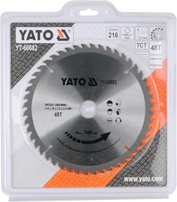 Kotouč na dřevo 216 x 30 mm 48z Yato YT-60682