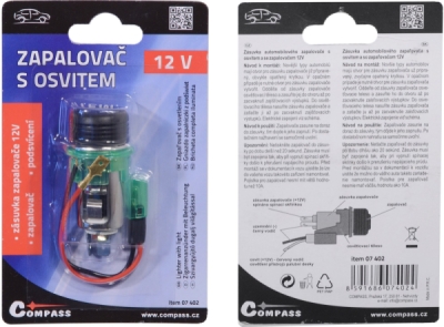 Compass zapalovač 12v s osvitem euro