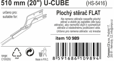 Stěrač FLAT BULK (U-CUBE) 20"/510mm Compass