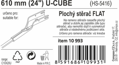 Stěrač FLAT BULK (U-CUBE) 24"/610mm Compass