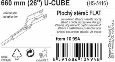 Stěrač FLAT BULK (U-CUBE) 26"/660mm Compass