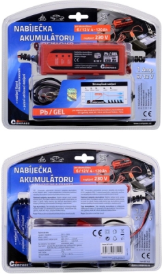 Nabíječka baterií Compass mikroproces 1Amp 6/12V PB/GEL max. 120Ah