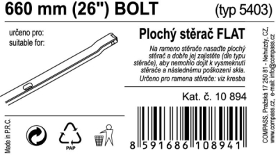 Stěrač FLAT BULK (BOLT) 26"/660mm Compass