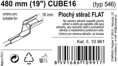 Stěrač FLAT BULK (CUBE16) 19"/480mm Compass