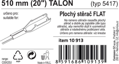 Stěrač FLAT BULK (TALON) 20"/510mm Compass