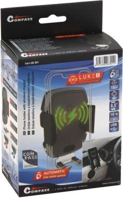 Compass držák telefonu LUKE-X bezdrátové nabíjení 10W silver